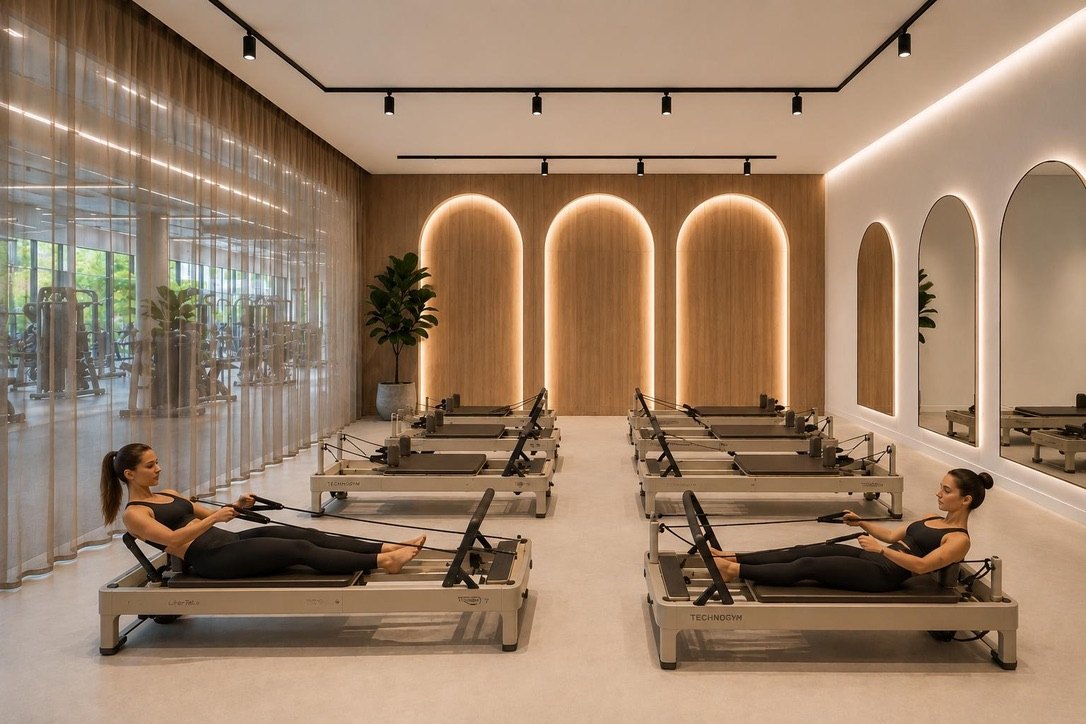 Reformer Pilates studio met Technogym Reform-apparaten bij Endura Barneveld